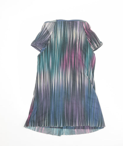 Sweet Pea Womens Multicoloured Geometric Nylon Basic T-Shirt Size M Round Neck
