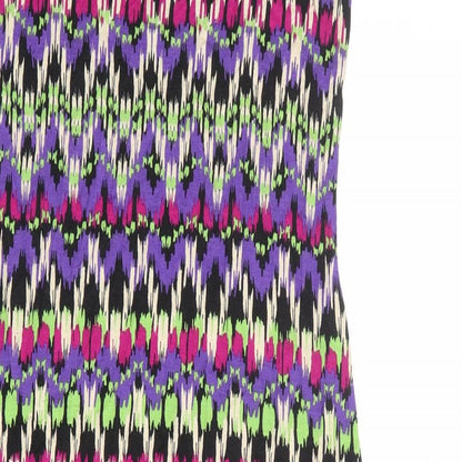 Wallis Womens Multicoloured Geometric Polyester T-Shirt Dress Size S Round Neck Pullover