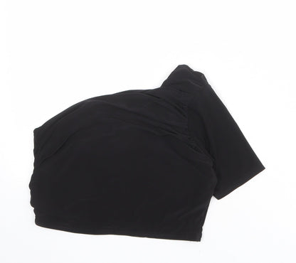 Missguided Womens Black Polyester Cropped Tank Size 12 One Shoulder