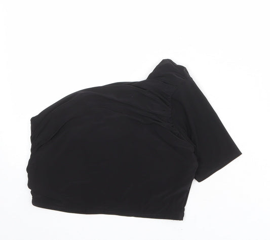 Missguided Womens Black Polyester Cropped Tank Size 12 One Shoulder