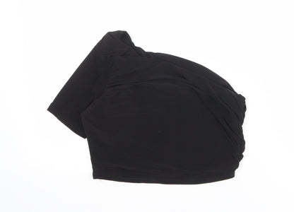 Missguided Womens Black Polyester Cropped Tank Size 12 One Shoulder