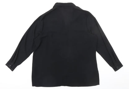 St Michael Womens Black Geometric Polyester Basic Button-Up Size 18 Collared - Embellished
