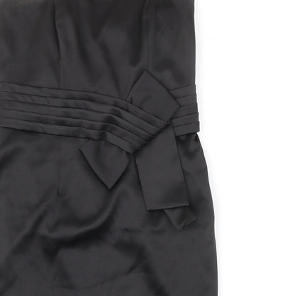 M&Co Womens Black Polyester Mini Size 12 Square Neck Zip - Strapless