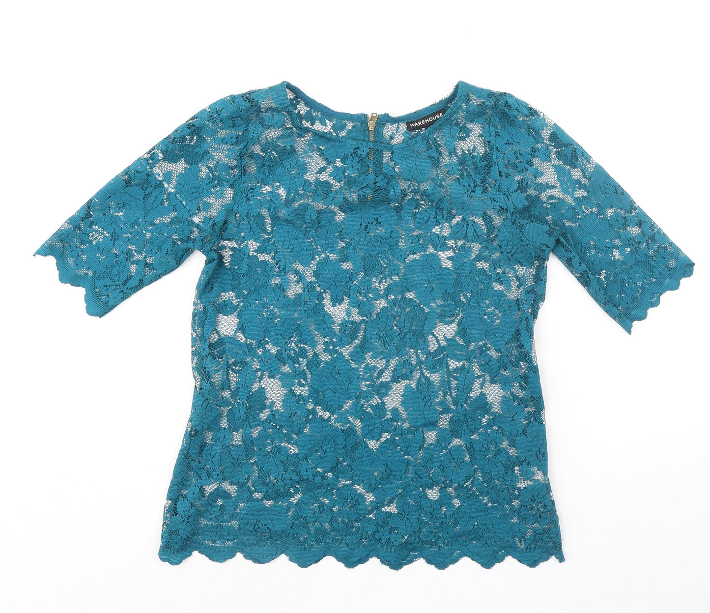 Womens UK Size 6 Warehouse Green Basic Blouse
