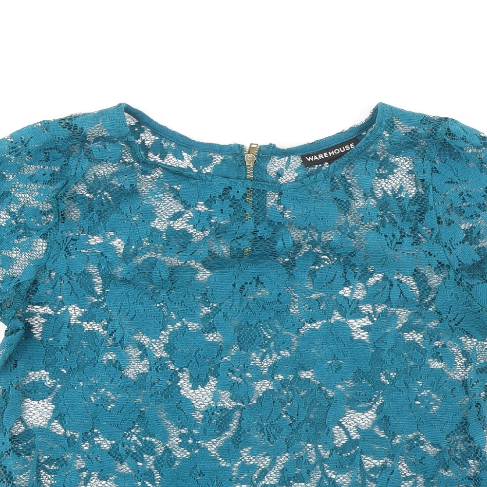 Womens UK Size 6 Warehouse Green Basic Blouse