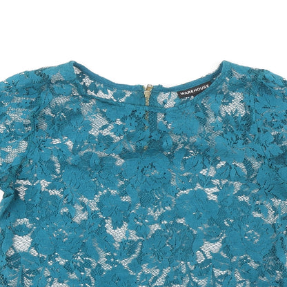 Womens UK Size 6 Warehouse Green Basic Blouse