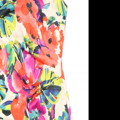 Edina Ronay Womens Multicoloured Floral Polyester Pencil Dress Size 10 V-Neck Zip