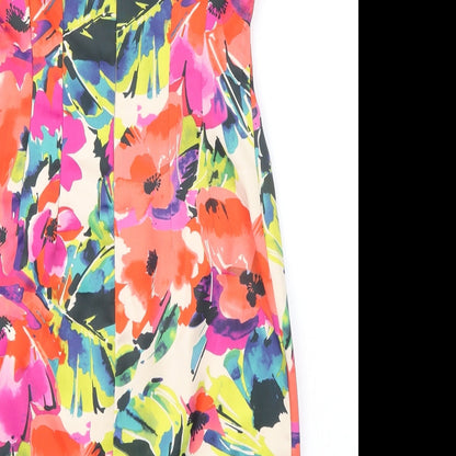 Edina Ronay Womens Multicoloured Floral Polyester Pencil Dress Size 10 V-Neck Zip