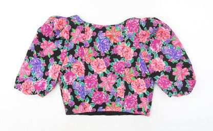 Womens UK Size M Zara Multicoloured Cropped Blouse