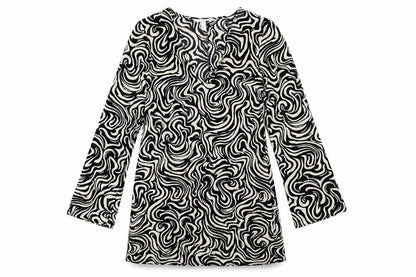 H&M Womens Black Geometric Polyester Shift Size XS V-Neck
