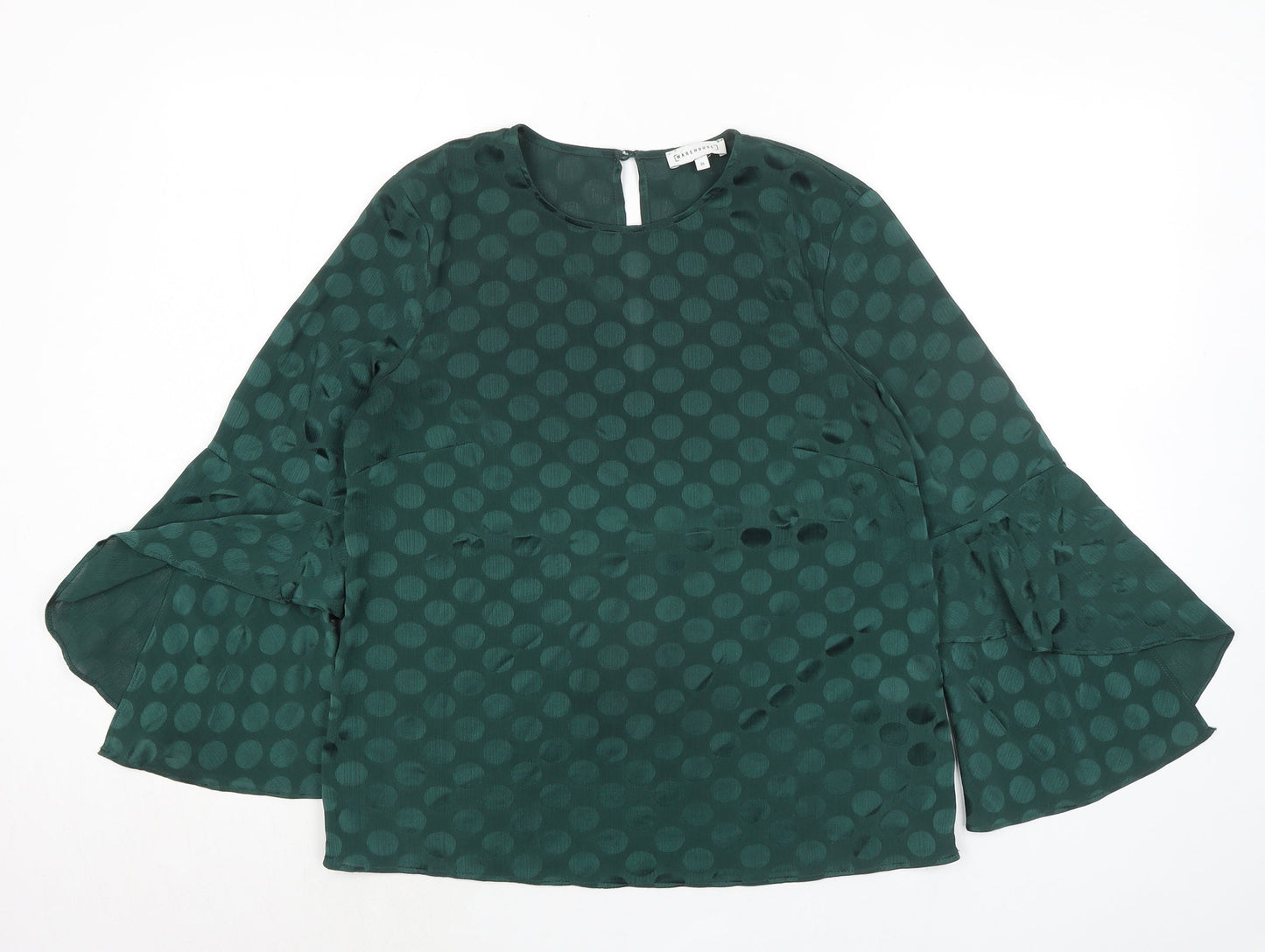 Womens UK Size 10 Warehouse Green Basic Blouse