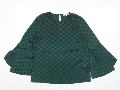 Womens UK Size 10 Warehouse Green Basic Blouse