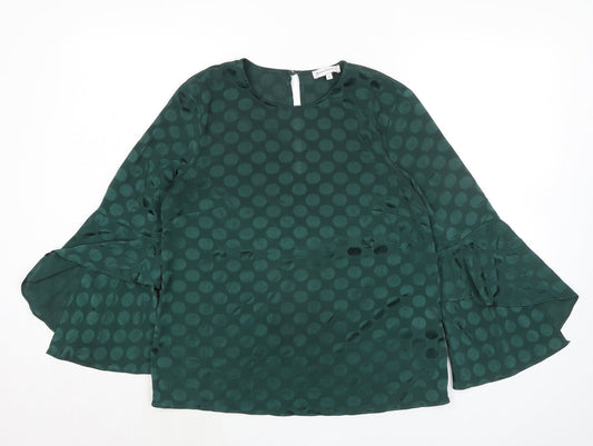 Womens UK Size 10 Warehouse Green Basic Blouse