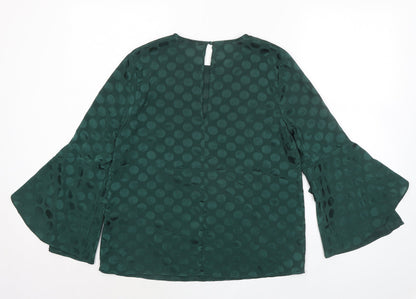 Womens UK Size 10 Warehouse Green Basic Blouse