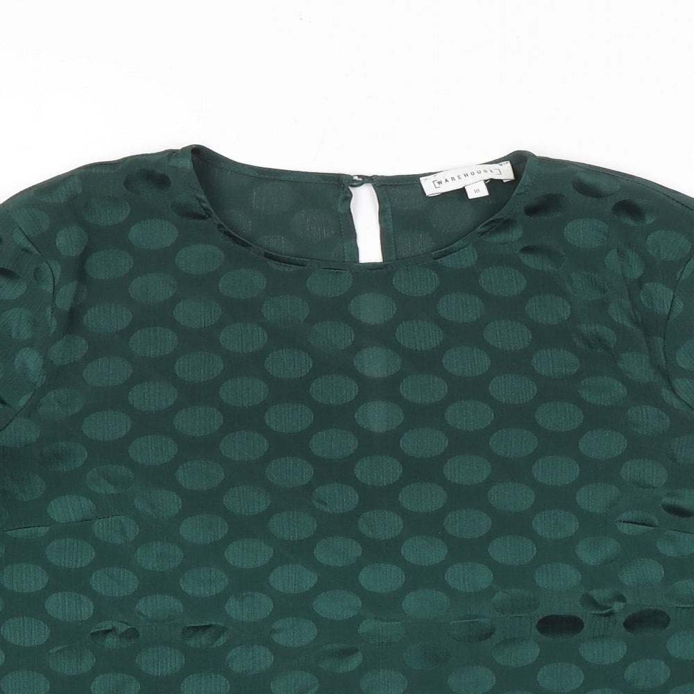 Womens UK Size 10 Warehouse Green Basic Blouse