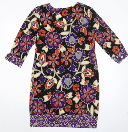 Wallis Womens Black Geometric Polyester Shift Size 10 V-Neck