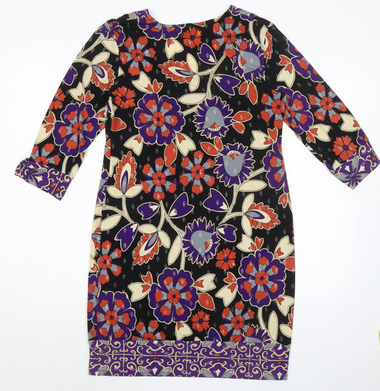 Wallis Womens Black Geometric Polyester Shift Size 10 V-Neck