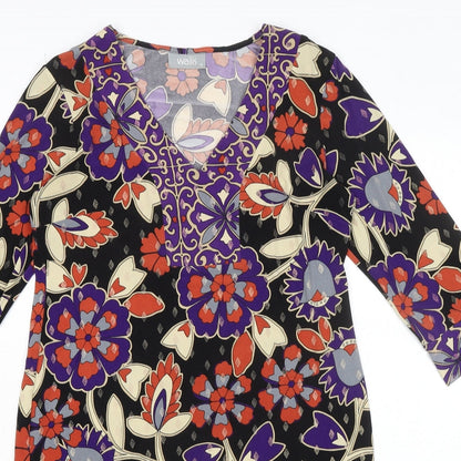 Wallis Womens Black Geometric Polyester Shift Size 10 V-Neck