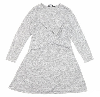 Dorothy Perkins Womens Grey Polyester Fit & Flare Size 12 Round Neck Pullover - Front Detail