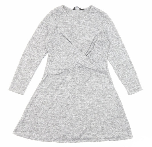 Dorothy Perkins Womens Grey Polyester Fit & Flare Size 12 Round Neck Pullover - Front Detail