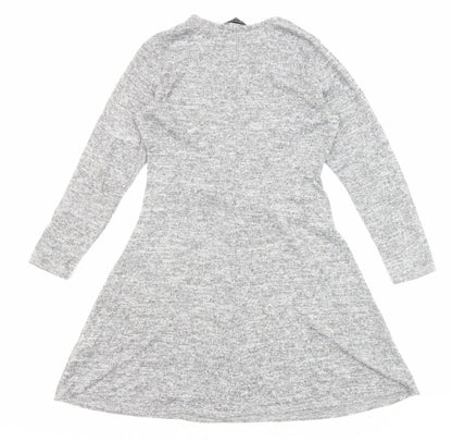 Dorothy Perkins Womens Grey Polyester Fit & Flare Size 12 Round Neck Pullover - Front Detail