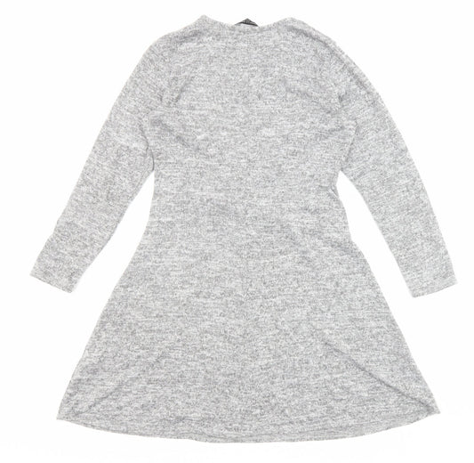 Dorothy Perkins Womens Grey Polyester Fit & Flare Size 12 Round Neck Pullover - Front Detail