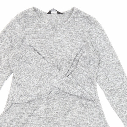 Dorothy Perkins Womens Grey Polyester Fit & Flare Size 12 Round Neck Pullover - Front Detail