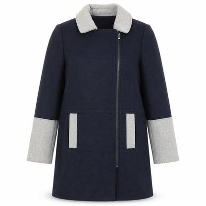 Next Womens Blue Overcoat Coat Size 12 Zip