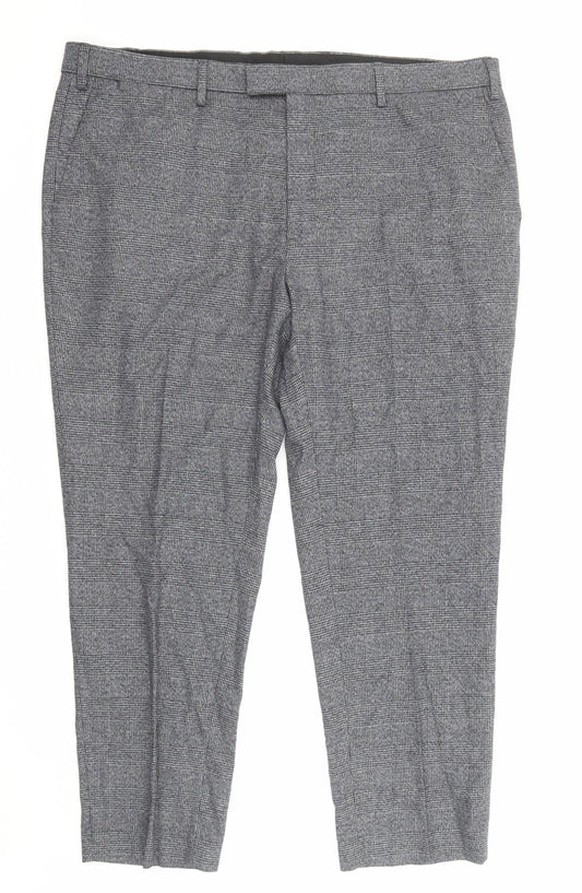 Marks and Spencer Mens Grey Polyester Dress Pants Trousers Size 44 in L28 in Regular Zip