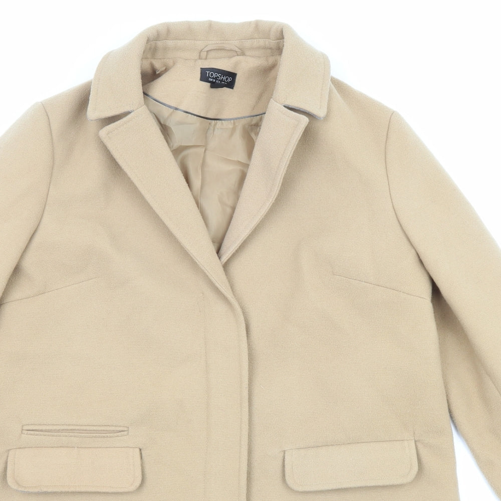 Womens UK Size 10 Topshop Beige Overcoat