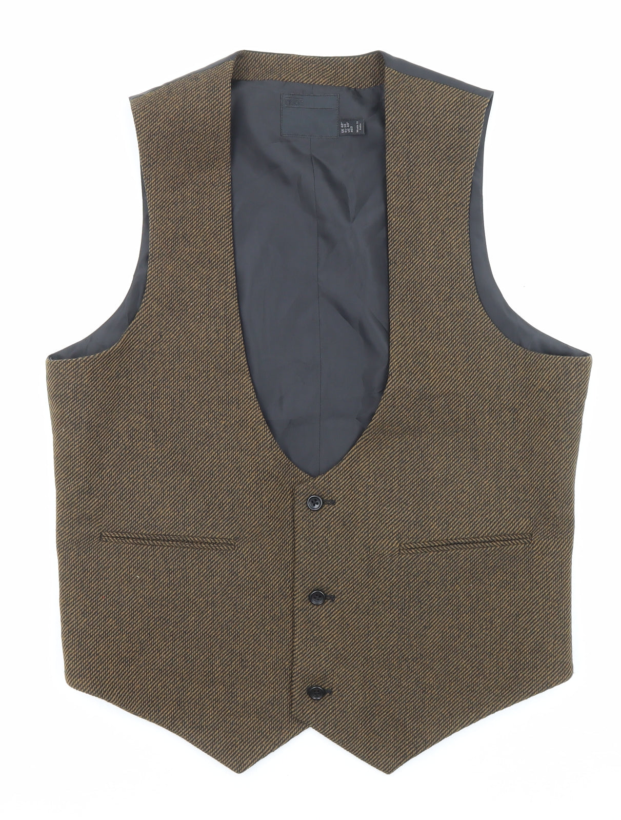 ASOS Mens Brown Polyester Jacket Suit Waistcoat Size 40 Regular