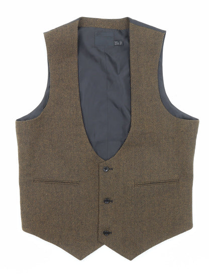 ASOS Mens Brown Polyester Jacket Suit Waistcoat Size 40 Regular