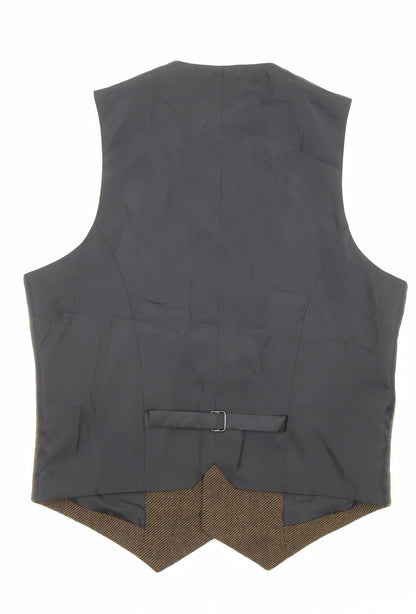 ASOS Mens Brown Polyester Jacket Suit Waistcoat Size 40 Regular