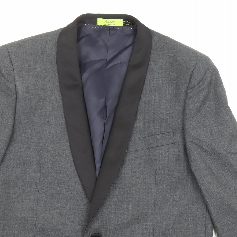 Mens UK Size 42 Topman Regular Grey Suit Tuxedo