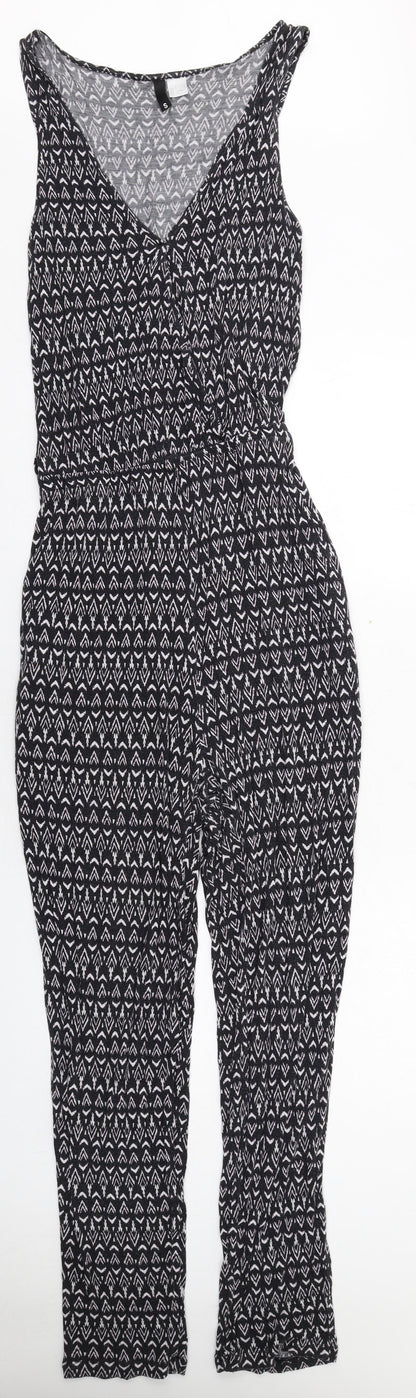 H&M Womens Black Geometric Viscose Jumpsuit One-Piece Size S L29 in Pullover