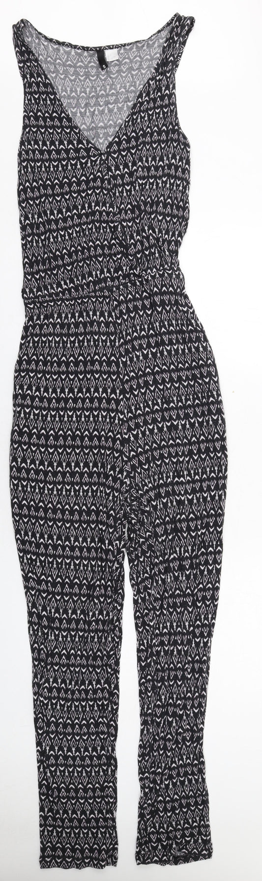 H&M Womens Black Geometric Viscose Jumpsuit One-Piece Size S L29 in Pullover