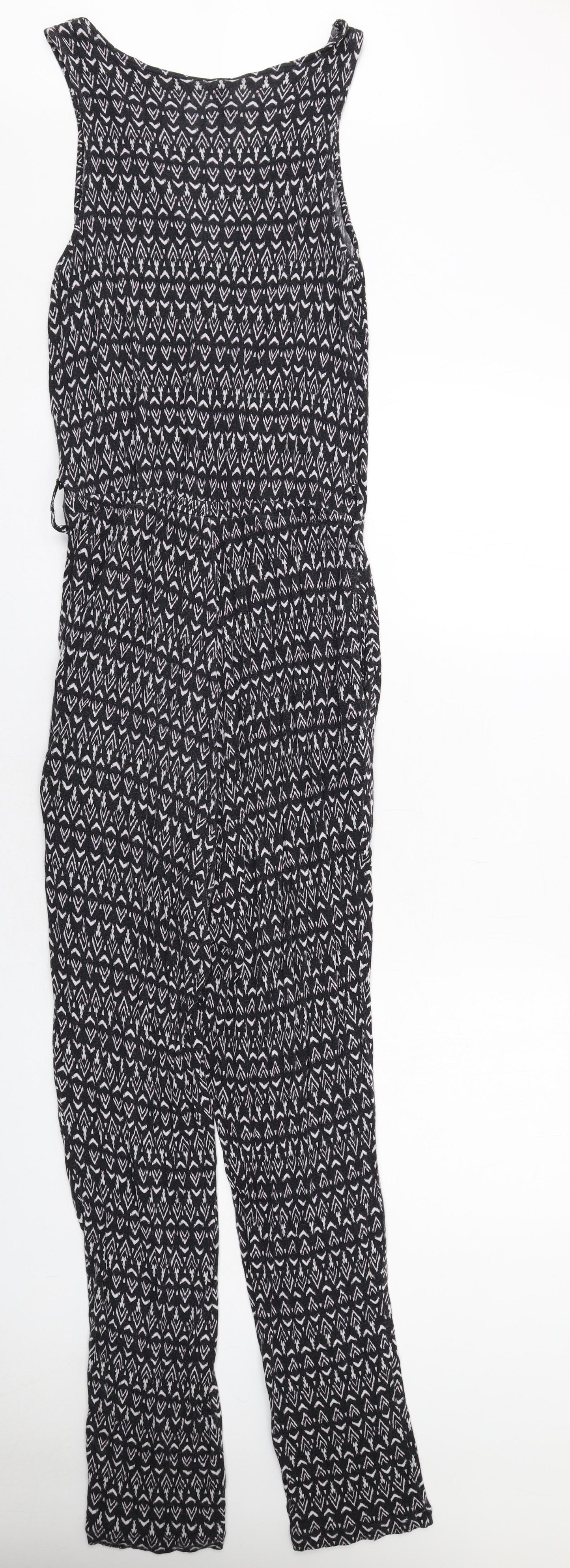 H&M Womens Black Geometric Viscose Jumpsuit One-Piece Size S L29 in Pullover