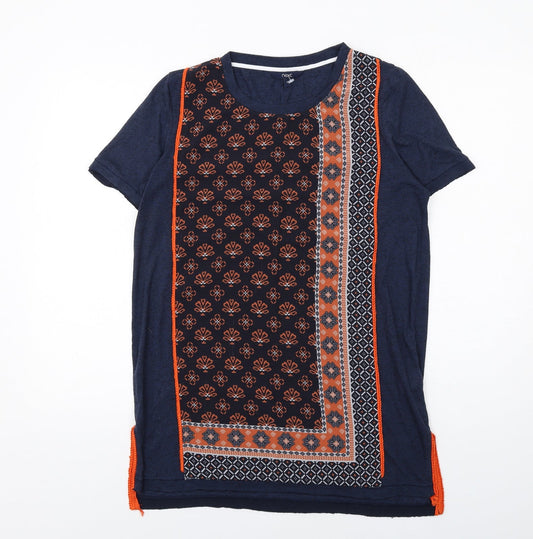 NEXT Womens Blue Geometric Polyester T-Shirt Dress Size 12 Round Neck Pullover