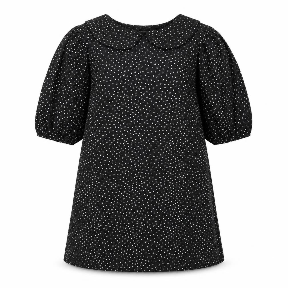 Capsule Womens Black Geometric Polyester A-Line Size 16 Collared Pullover - Heart Print