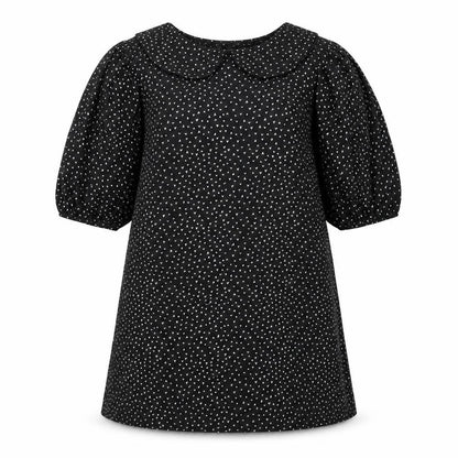 Capsule Womens Black Geometric Polyester A-Line Size 16 Collared Pullover - Heart Print