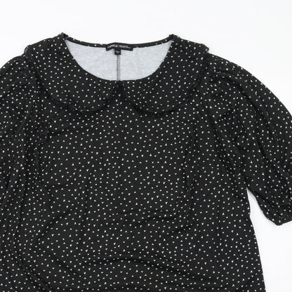 Capsule Womens Black Geometric Polyester A-Line Size 16 Collared Pullover - Heart Print