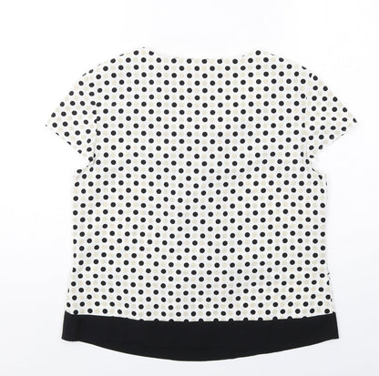 Precis Womens Multicoloured Polka Dot Polyester Basic Blouse Size 12 Boat Neck - Pleat Front Detail