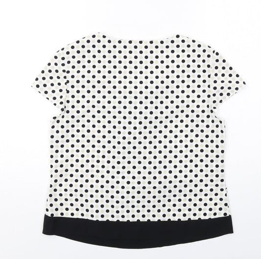 Precis Womens Multicoloured Polka Dot Polyester Basic Blouse Size 12 Boat Neck - Pleat Front Detail