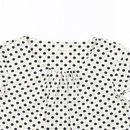 Precis Womens Multicoloured Polka Dot Polyester Basic Blouse Size 12 Boat Neck - Pleat Front Detail