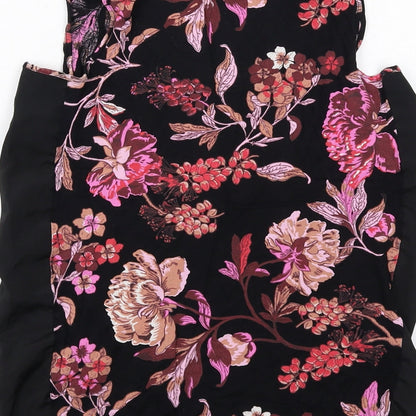 NEXT Womens Black Floral Viscose Basic Blouse Size 8 V-Neck