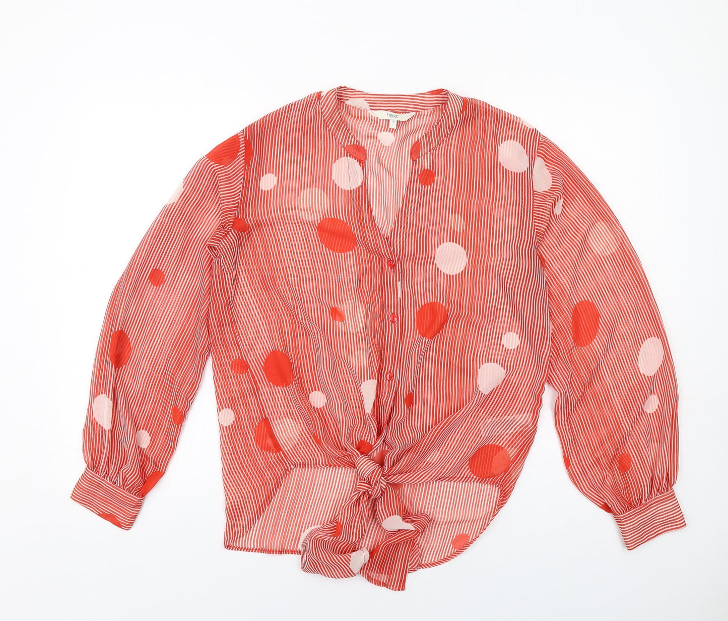 Womens UK Size 12 NEXT Red Basic Button-Up