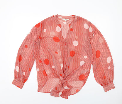 Womens UK Size 12 NEXT Red Basic Button-Up