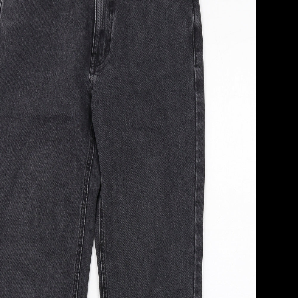 Mango Womens Grey Cotton Straight Jeans Size 10 L28 in Regular Zip - Frayed Hem