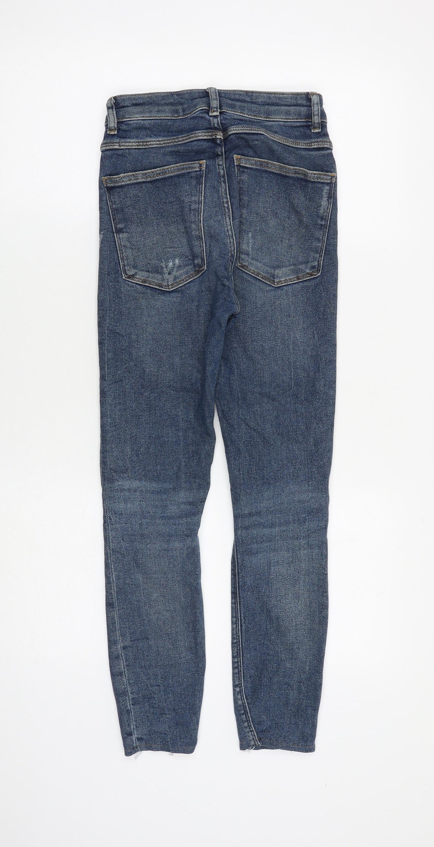Zara Womens Blue Cotton Skinny Jeans Size 6 L26 in Regular Zip