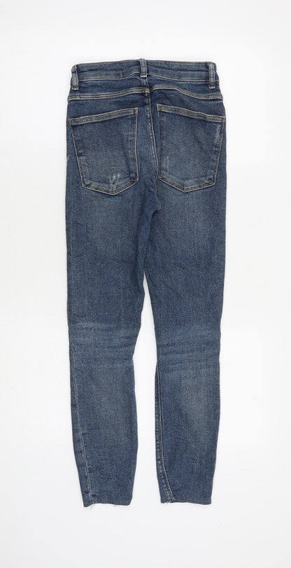 Zara Womens Blue Cotton Skinny Jeans Size 6 L26 in Regular Zip